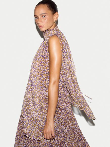 Jigsaw Ditsy Floral Scarf, Purple - view 2, Purple