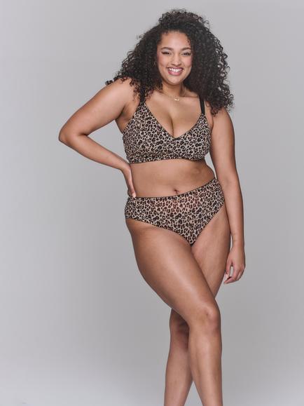 Lemonade Dolls Mesh Leopard Full Cup Bra, Leopard/Black, Leopard/ Black