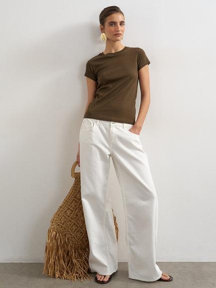 Topshop Everyday Short Sleeve Cotton T-Shirt, Brown
