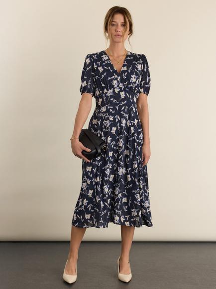 Baukjen Myra A-line Dress, Navy, Navy