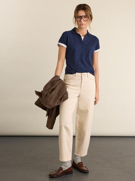 Baukjen Jess Organic Stretch Cotton Layered Look Polo Top, Deep Indigo, Deep Indigo