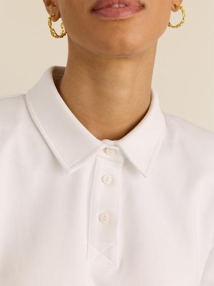 Baukjen Kayla Cotton Strong Shoulder Polo Top, White - view 2, White