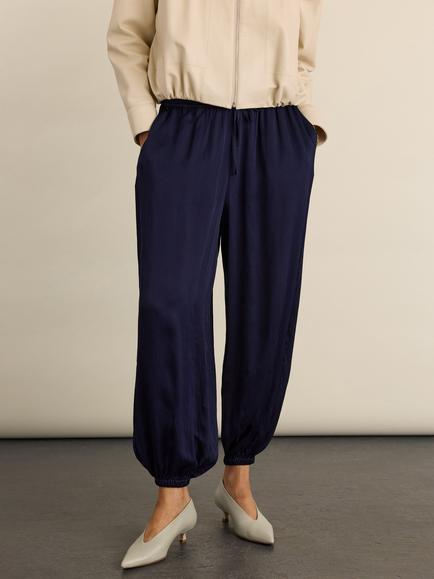 Baukjen Evening Ready Brook Satin Balloon Trousers, Navy - view 2, Navy