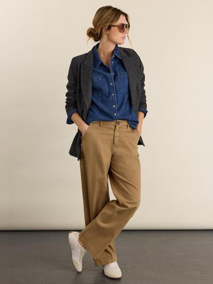 Baukjen Organic Cotton Finn Wide Leg Trousers, Taupe, Taupe