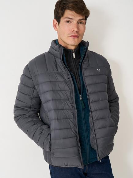 Crew Clothing Funnel Neck Puffer Jacket, Charcoal Grey, Charcoal Grey