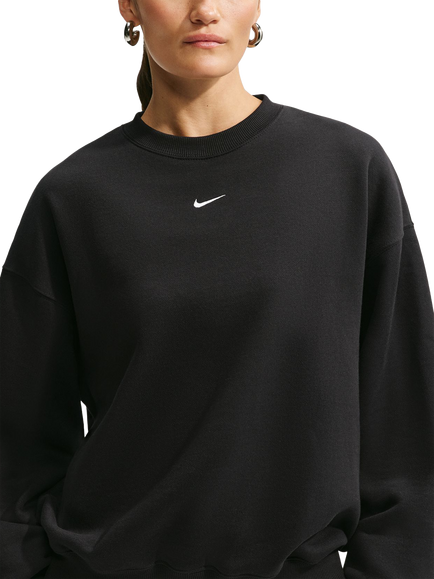 Nike Studio Fleece Crew Neck Sweatshirt, Total Black/Sail, Total Black/Sail