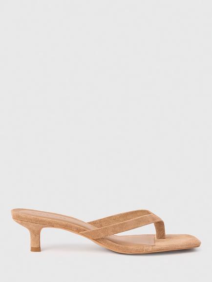 Whistles Suede Toe Post Heeled Mule Sandals, Neutral, Neutral