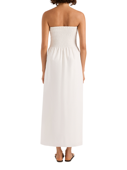 FAITHFULL Jamie Sleeveless Bandeau Cotton Midi Dress, White - view 2, White