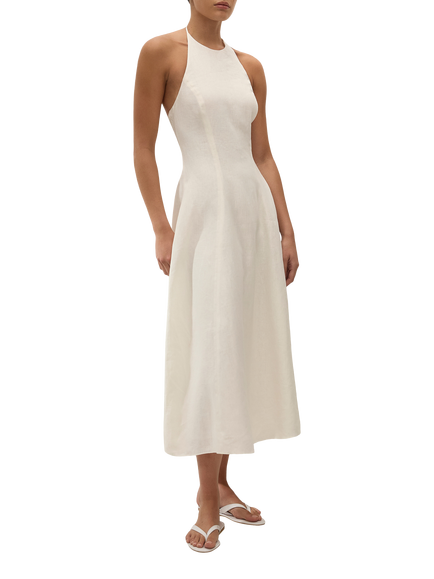 FAITHFULL Neolia Sleeveless Fit & Flare Linen Midi Dress, White - view 2, White