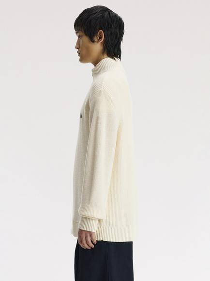 Fred Perry Half Zip Fisherman's Jumper, Ecru - view 2, Ecru