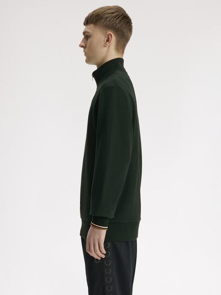 Fred Perry Half Zip Sweatshirt, Green - view 2, Grsrts/Ecru/Brnz