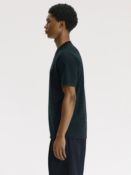 Fred Perry Fine Stripe Cotton Crew Neck T-Shirt, Black - view 2, Black