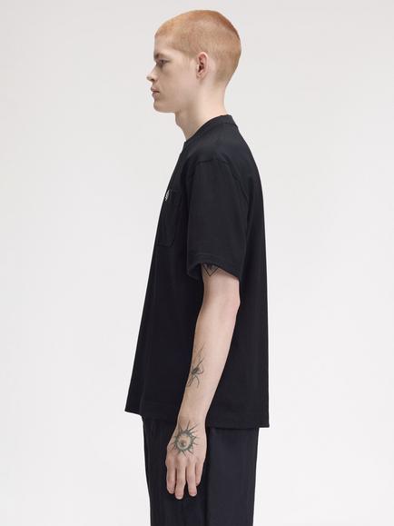 Fred Perry Relaxed Cotton Crew Neck T-Shirt, Black - view 2, Black