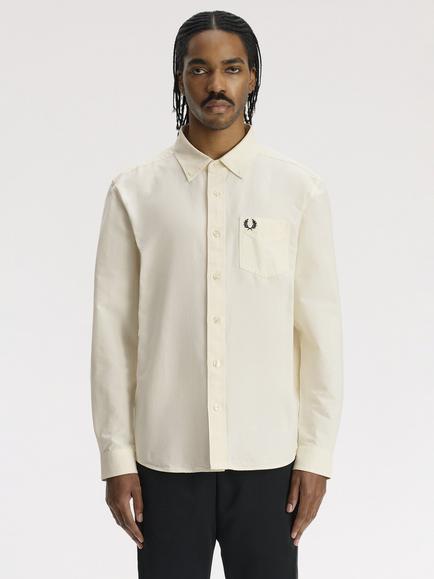 Fred Perry Relaxed Cotton Regular Fit Oxford Shirt, Ecru, Ecru
