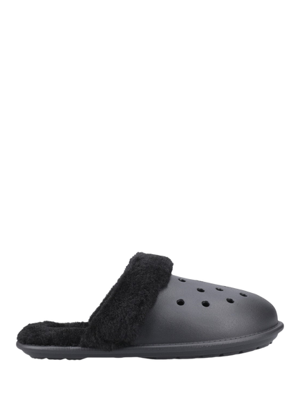Crocs Classic Fuzz Scuff Slippers, Black