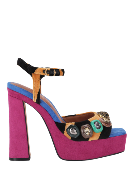 KG Kurt Geiger Chelsea Colour Block Embellished Platform Heeled Sandals, Multi, Multi