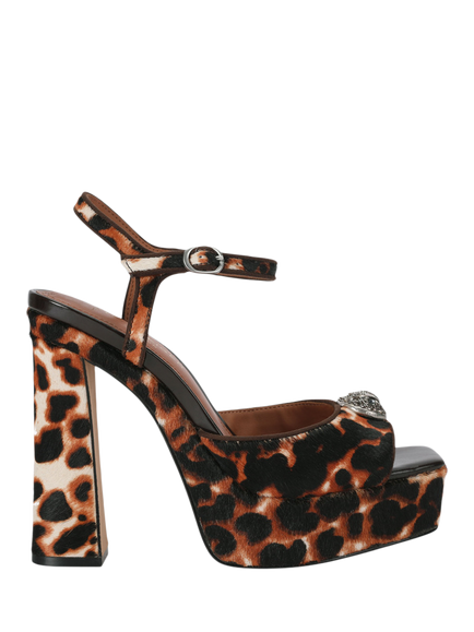 KG Kurt Geiger Chelsea Leopard Print Leather Platform Heeled Sandals, Multi, Multi