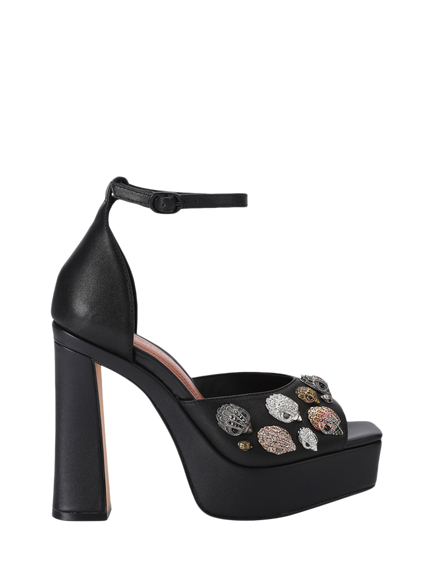 Kurt Geiger London Eagles Platform Leather Sandals, Black/Multi, Black/Multi