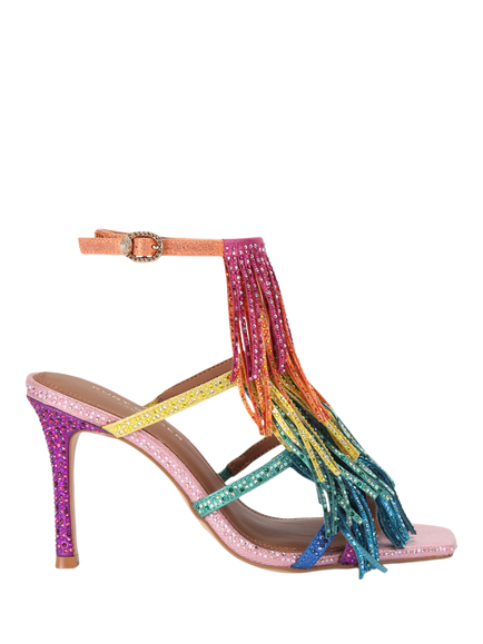Kurt Geiger London Fringe Stiletto Heel Sandals, Multi, Multi