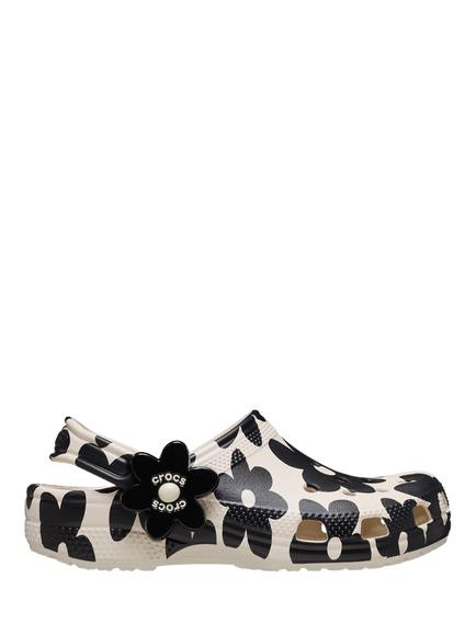 Crocs Kids' Classic Pop Petals Clogs, Summit White/Black, Summit White/Black