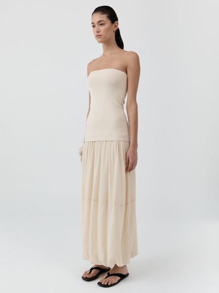 St. Agni Strapless Balloon Skirt Maxi Dress, Cream - view 2, Cream