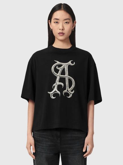 AllSaints Reflex Amelie T-Shirt, Black, Black