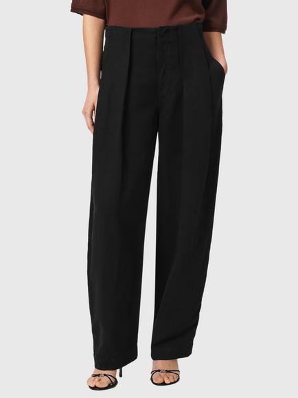 AllSaints Phi Tailored Linen Blend Trousers containing TENCEL™ Lyocell, Black