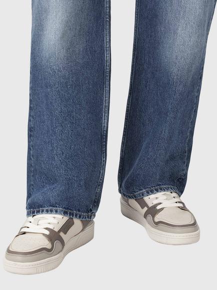 AllSaints Regan Plus Leather Trainers, Grey - view 2, Grey