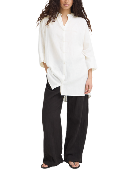 ICHI Iafoxa 3/4 Sleeve Longline Shirt, White