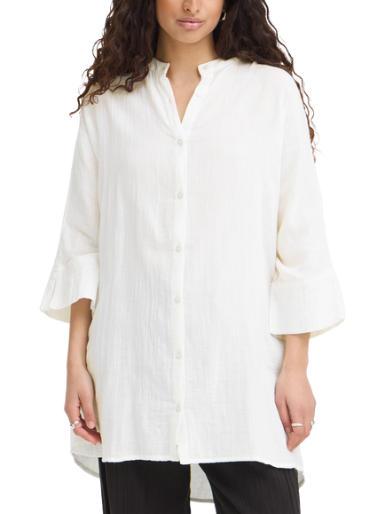ICHI Iafoxa 3/4 Sleeve Longline Shirt - view 2, White