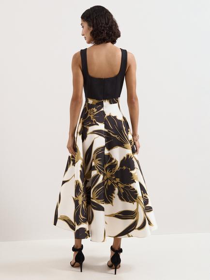 Phase Eight Delie Floral Square Neck Dress, Multi - view 2, Multi