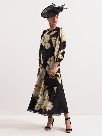 Phase Eight Eve Floral Maxi Dress, Black/Multi, Black/Multi