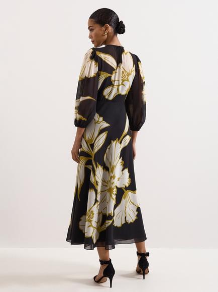 Phase Eight Eve Floral Maxi Dress, Black/Multi - view 2, Black/Multi