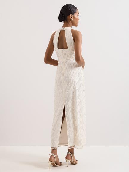 Phase Eight Marie Beaded Dress, Cream - view 2, Cream