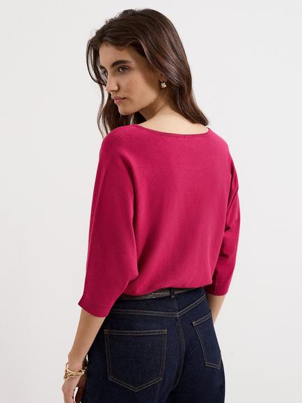 Phase Eight Cristine Knit Jumper, Burgundy - view 2, Burgundy
