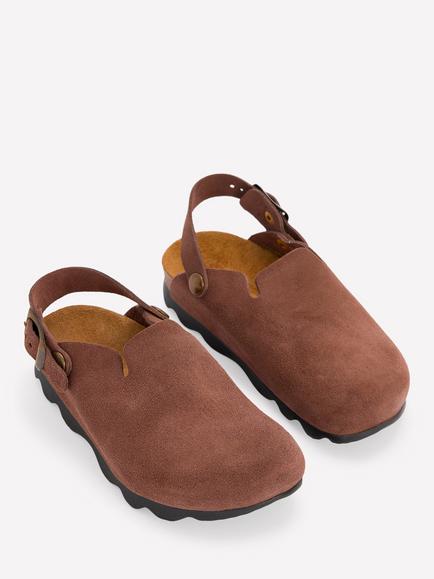 Mini Boden Kids' Suede Clogs, Raw Umber - view 2, Raw Umber