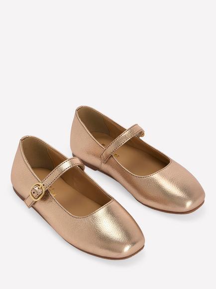 Mini Boden Kids' Square Toe Mary Jane Shoes, Gold - view 2, Gold