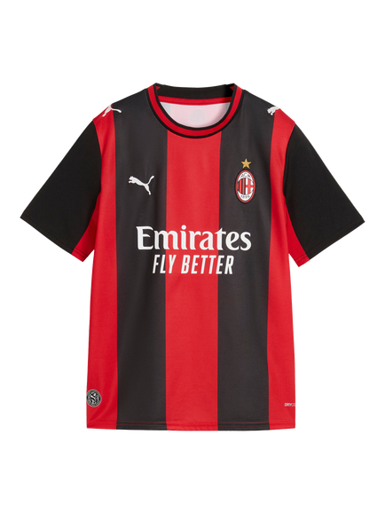 PUMA Kids' AC Milan Home Football Shirt, Black/All Time Red, Black/All Time Red