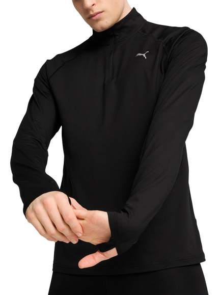 PUMA Velocity Quarter Zip Long Sleeve Running Top, Black, Black