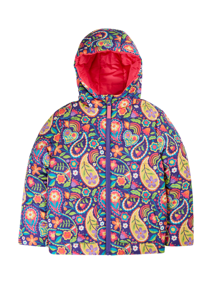 Frugi Kids' Reversible Toasty Trail Jacket, Pretty Paisley, Pretty Paisley
