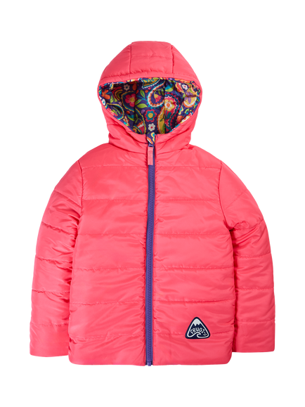 Frugi Kids' Reversible Toasty Trail Jacket, Pretty Paisley - view 2, Pretty Paisley