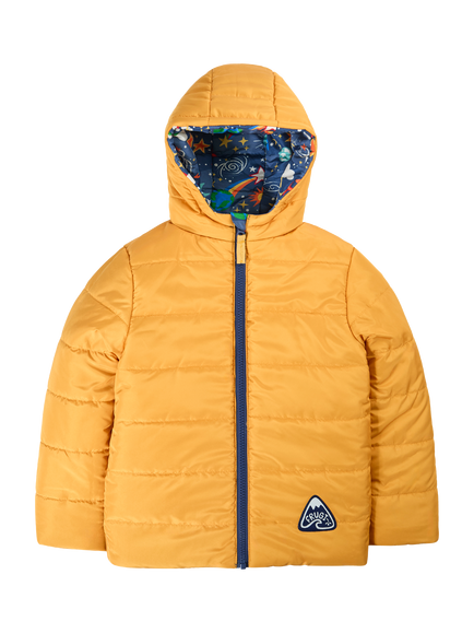 Frugi Kids' Reversible Toasty Trail Jacket, Explore The Stars - view 2, Explore The Stars