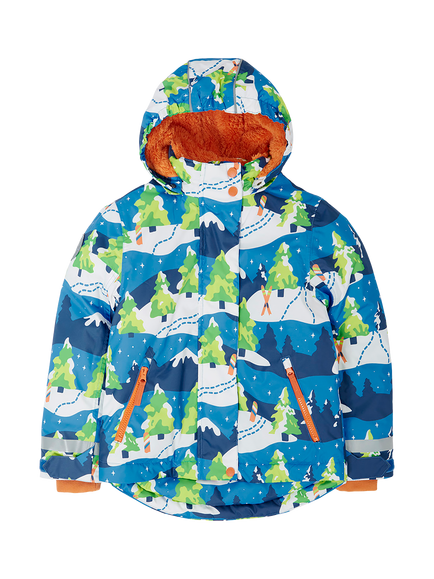 Frugi Kids' Hooded Snow Ski Coat, Starry Slopes, Starry Slopes