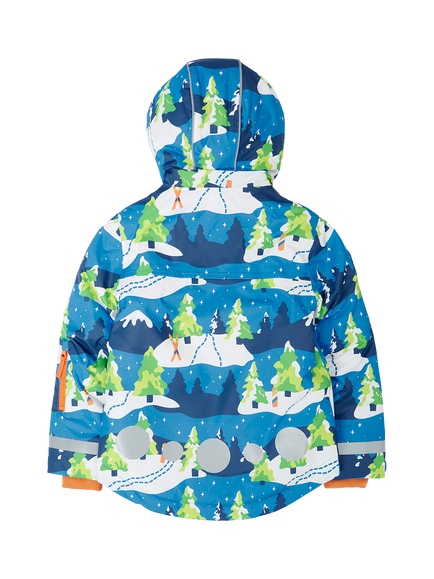 Frugi Kids' Hooded Snow Ski Coat, Starry Slopes - view 2, Starry Slopes
