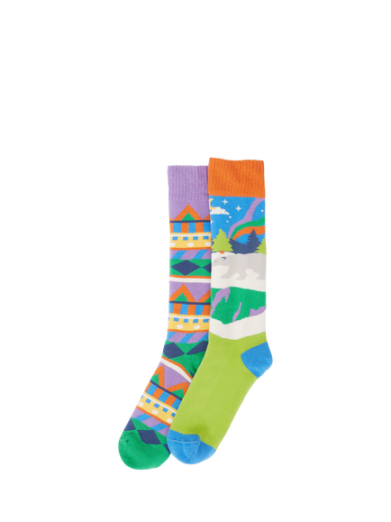 Frugi Kids' Brilliant Boot Socks, Pack of 2, Blue Multi, Blue Multi