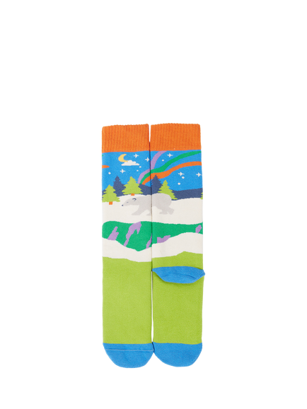 Frugi Kids' Brilliant Boot Socks, Pack of 2, Blue Multi - view 2, Blue Multi