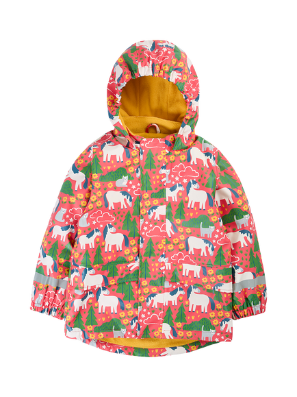 Frugi Kids' Printed Puddle Buster Waterproof Raincoat, Purrfect Ponies, Purrfect Ponies