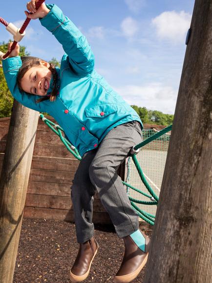 Frugi Kids' Rambler 3-in-1 Coat, Boatblue/Rhubarbchck - view 2, Boatblue/Rhubarbchck