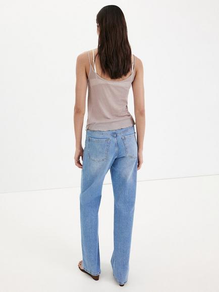 Mango High Rise Wide Leg Jeans, Mid Blue - view 2, Mid Blue