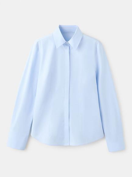 Mango Slim Fit Poplin Long Sleeve Shirt, Sky Blue